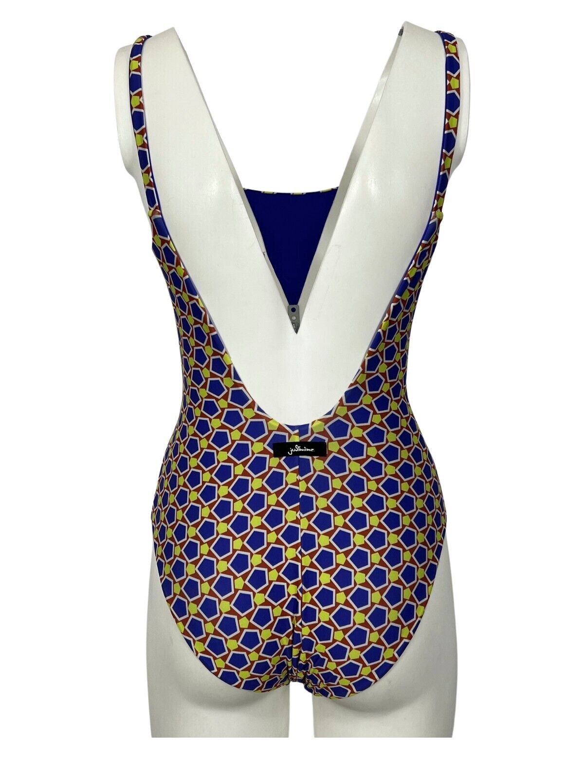 JUSTMINE costume donna intero double-face fantasia purple/rust/lime A706J 8022 MADE IN ITALY