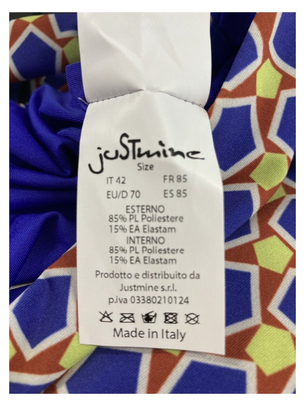 JUSTMINE costume donna intero double-face fantasia purple/rust/lime A706J 8022 MADE IN ITALY