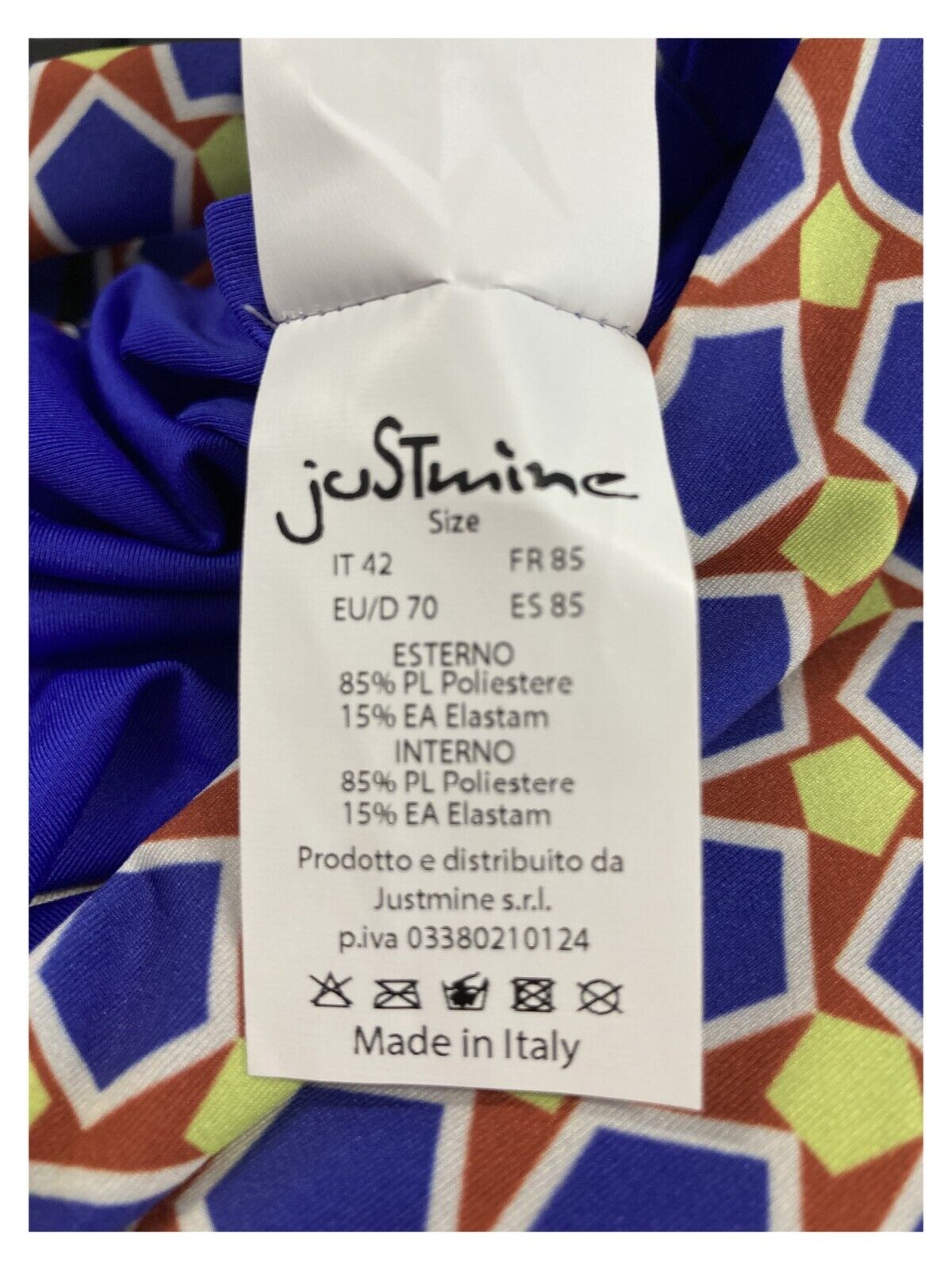 JUSTMINE costume donna intero double-face fantasia purple/rust/lime A706J 8022 MADE IN ITALY