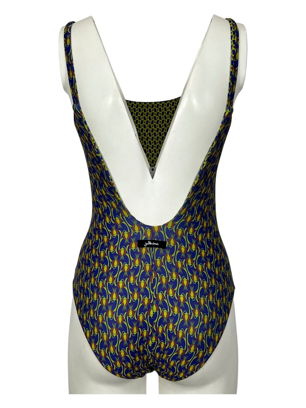 JUSTMINE costume donna intero double-face fantasia purple/rust/lime A706J 8027 MADE IN ITALY