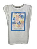 Md’M t-shirt donna con stampa 6.42171.10 95% cotone 5% elastan  MADE IN PORTUGAL