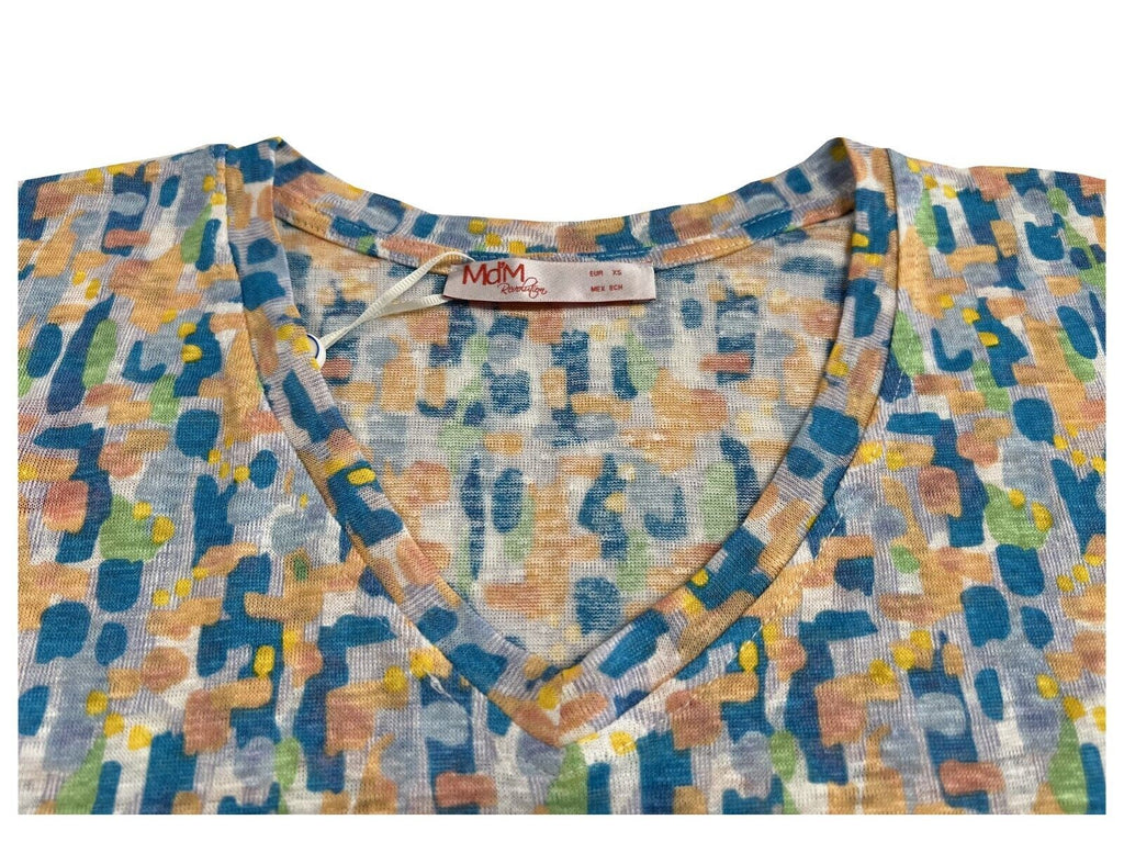 Md’M t-shirt donna fantasia multicolor 6.42.615.10 100% lino