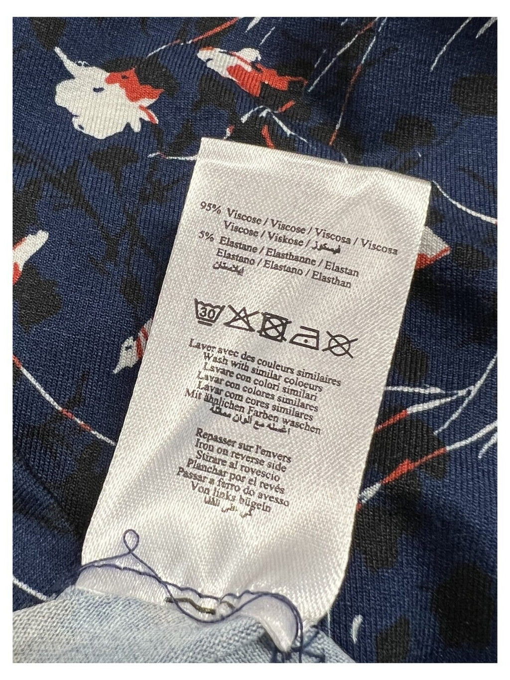 LA FEE MARABOUTEE abito donna incrociato jersey blu a fiori bianco/rosso FF-RO-SOPONI