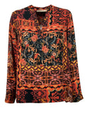 LA FEE MARABOUTEE blusa donna fantasia rosso/nero FE-TP-PAZARE-G 100% viscosa MADE IN ITALY