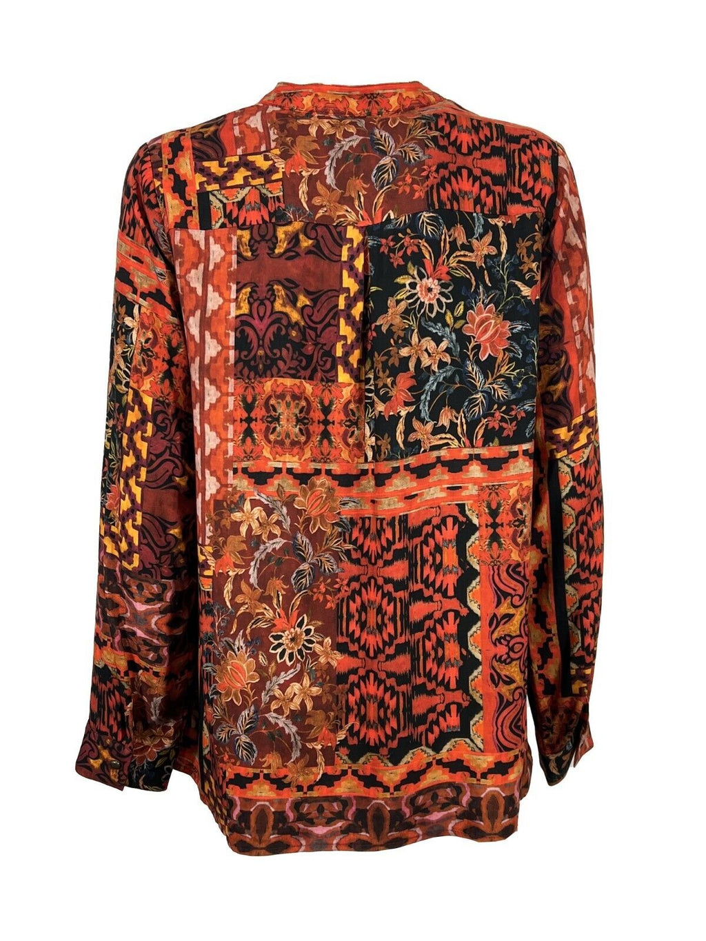 LA FEE MARABOUTEE blusa donna fantasia rosso/nero FE-TP-PAZARE-G 100% viscosa MADE IN ITALY