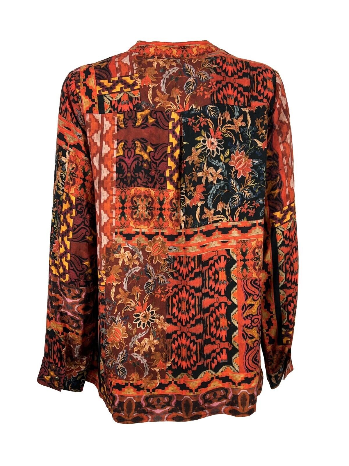 LA FEE MARABOUTEE blusa donna fantasia rosso/nero FE-TP-PAZARE-G 100% viscosa MADE IN ITALY