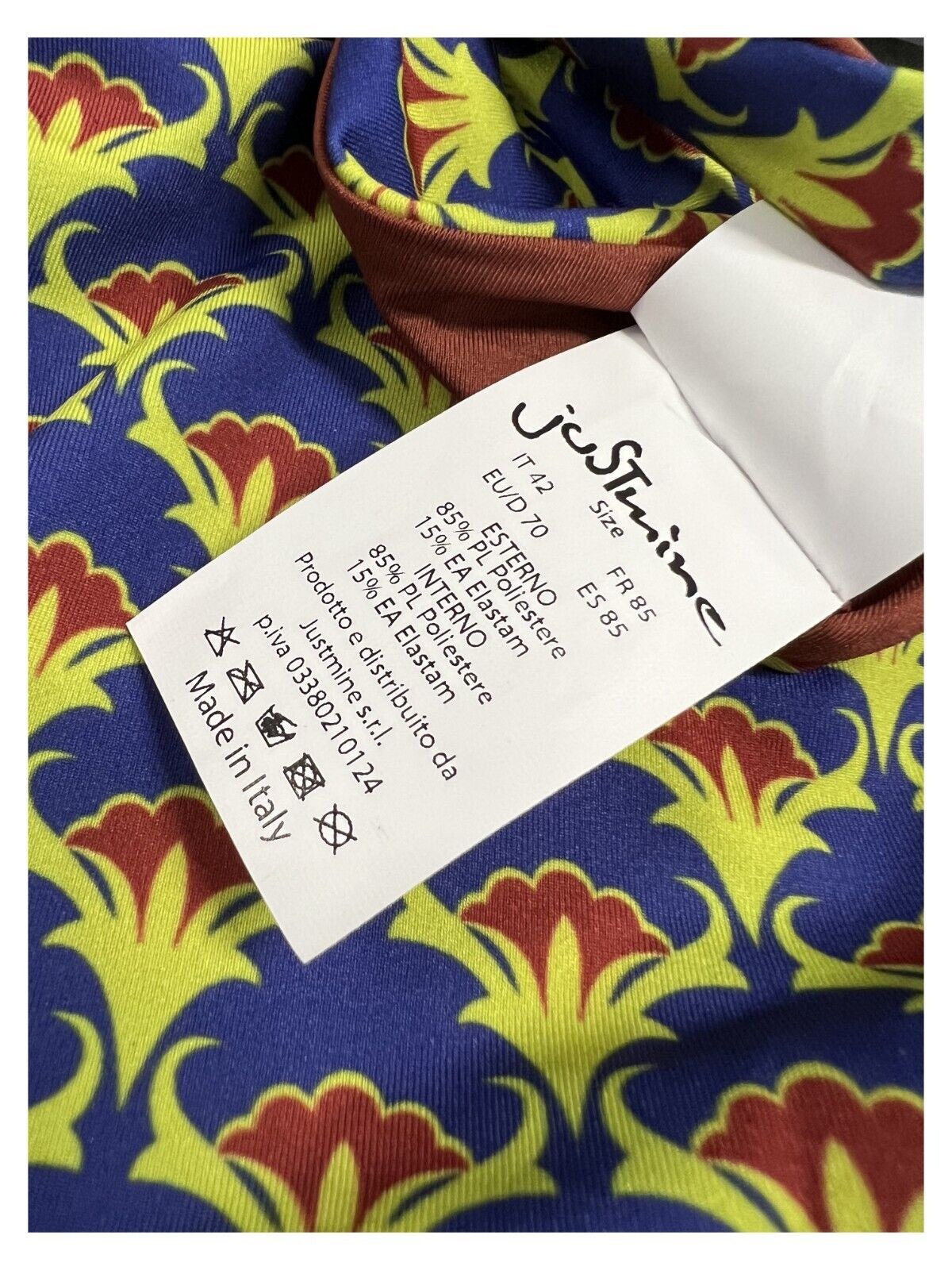 JUSTMINE bikini donna fascia foderata double-face fantasia B2770 8026 MADE IN ITALY