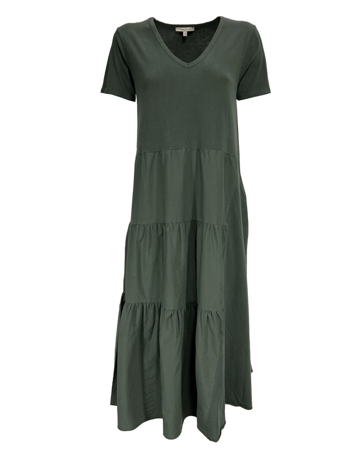 HUMILITY 1949 abito donna lungo con balze jersey+cotone HD-RO-RAINA MADE IN ITALY