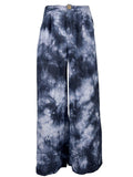 HUMILITY 1949 pantalone donna palazzo blu tye and dye HA-PA-HELMI 100% lino MADE IN ITALY