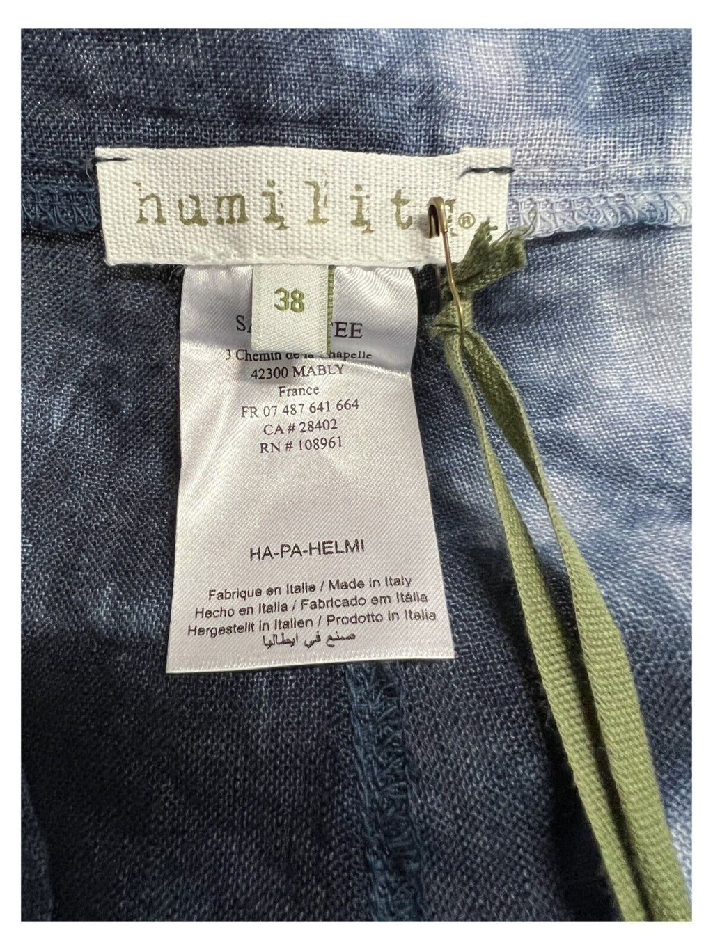 HUMILITY 1949 pantalone donna palazzo blu tye and dye HA-PA-HELMI 100% lino MADE IN ITALY