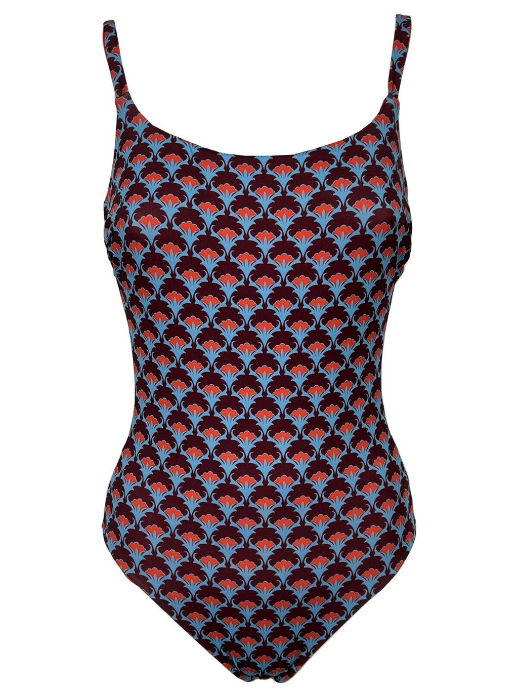 JUSTMINE costume donna intero double-face turquoise/red/plum A706J 8026 MADE IN ITALY