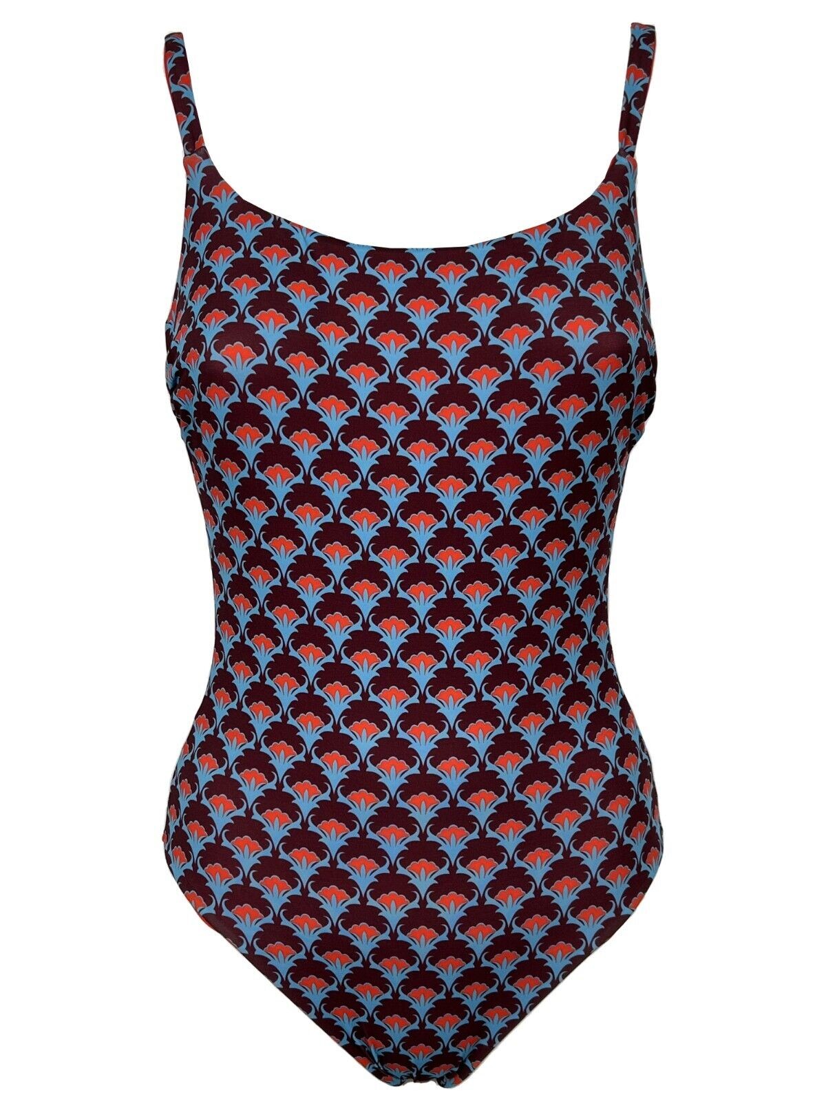 JUSTMINE costume donna intero double-face turquoise/red/plum A706J 8026 MADE IN ITALY