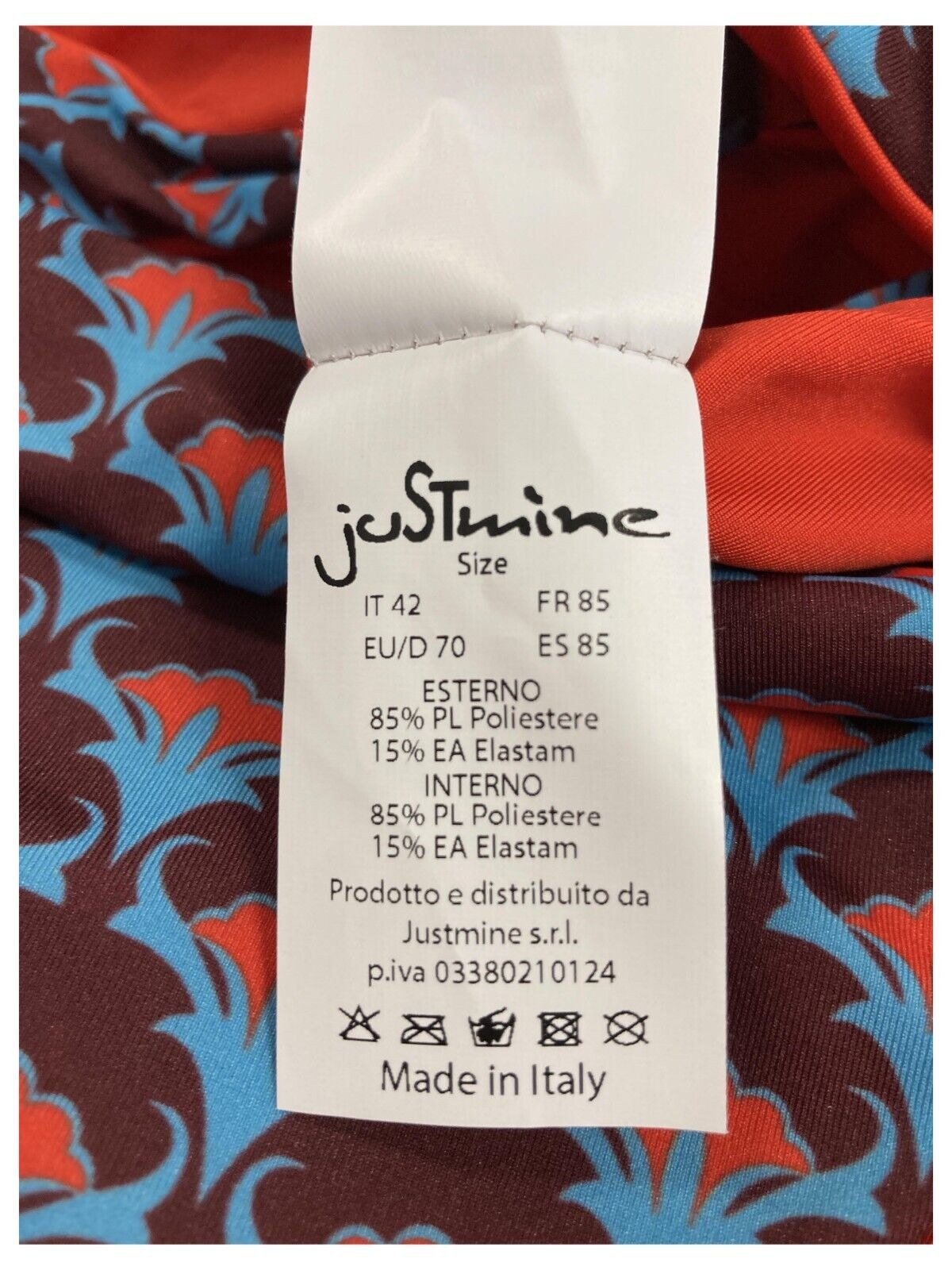 JUSTMINE costume donna intero double-face turquoise/red/plum A706J 8026 MADE IN ITALY