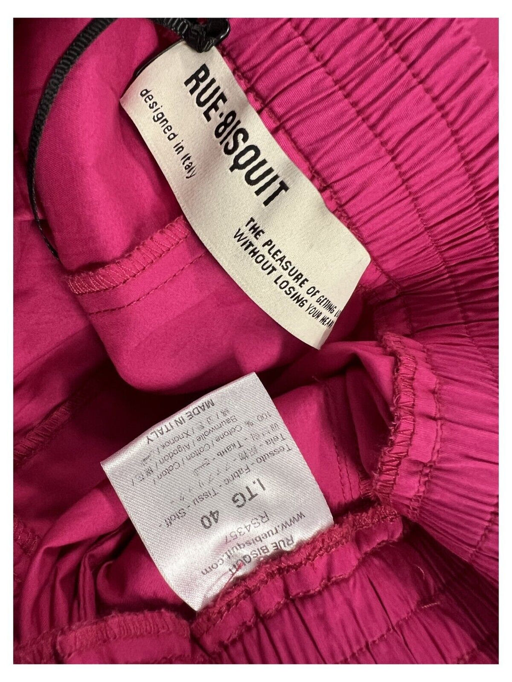 RUE BISQUIT pantalone donna palazzo fucsia RS4357 100% cotone MADE IN ITALY