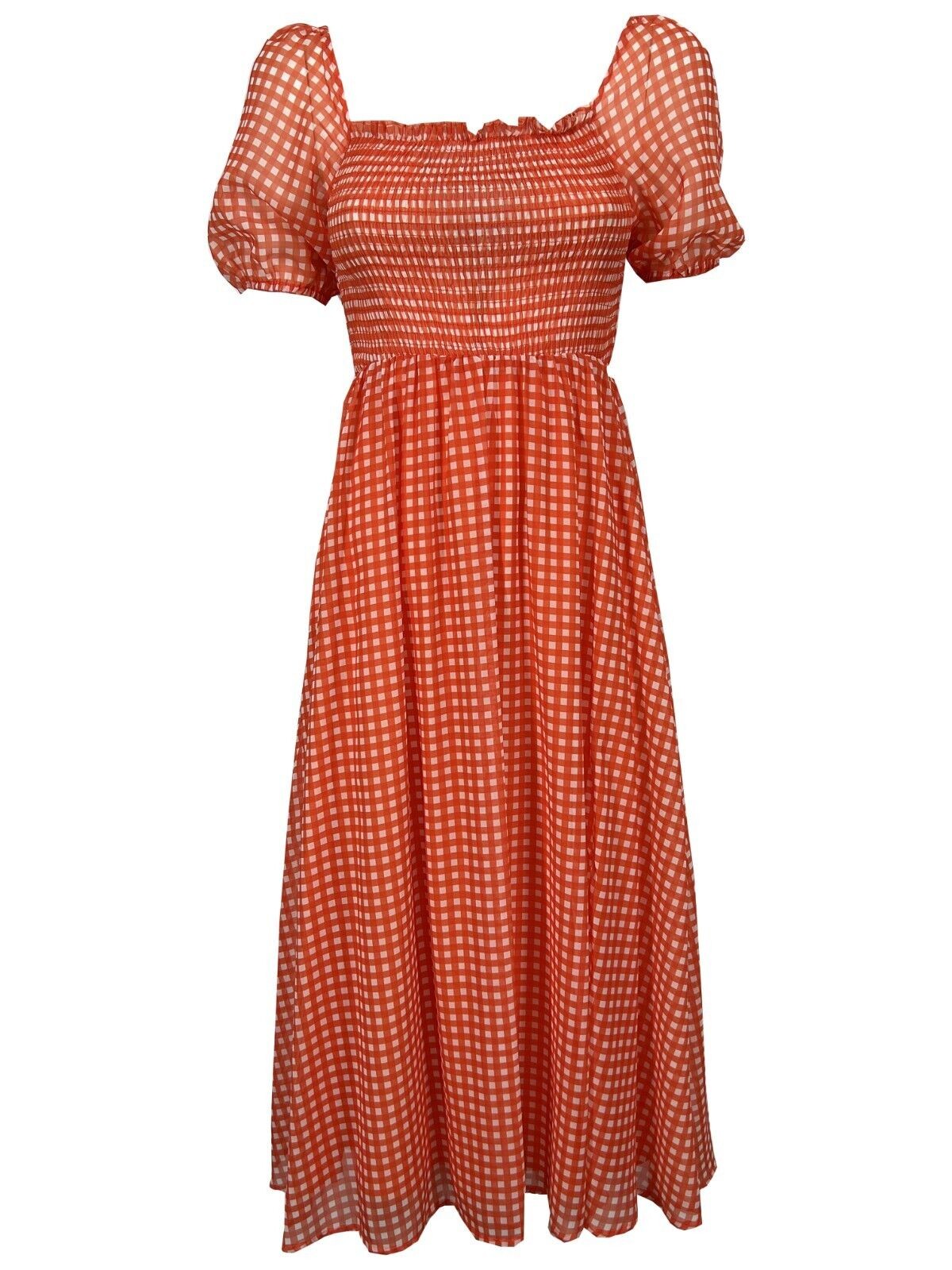 MD’M abito donna quadri arancio bianco 6.75.436.24 100% poliestere