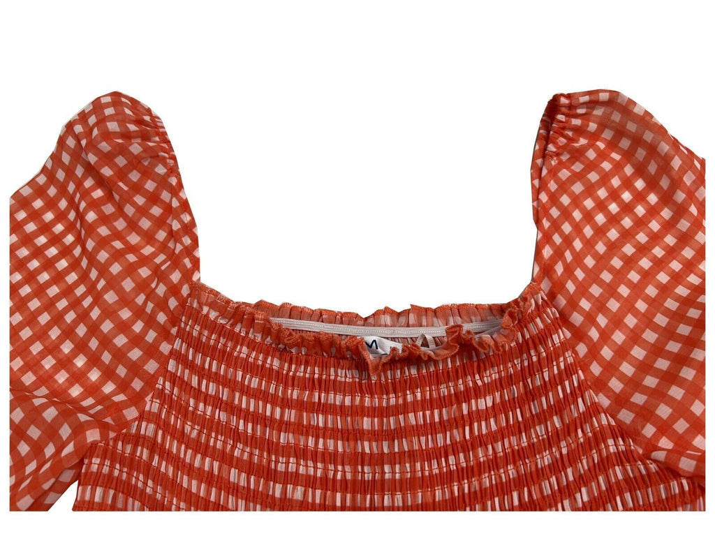 MD’M abito donna quadri arancio bianco 6.75.436.24 100% poliestere