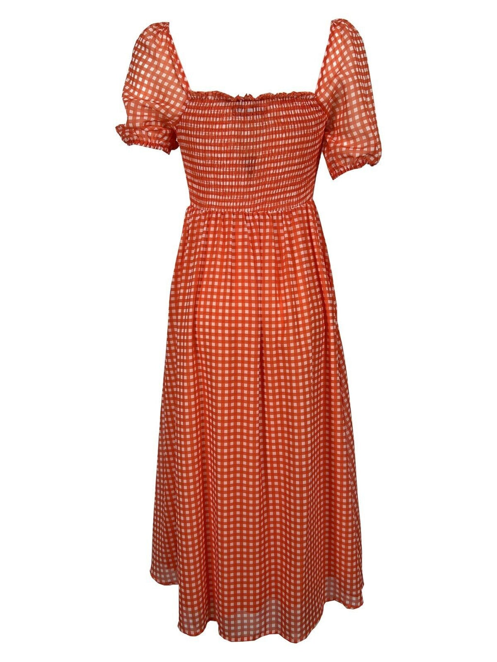 MD’M abito donna quadri arancio bianco 6.75.436.24 100% poliestere