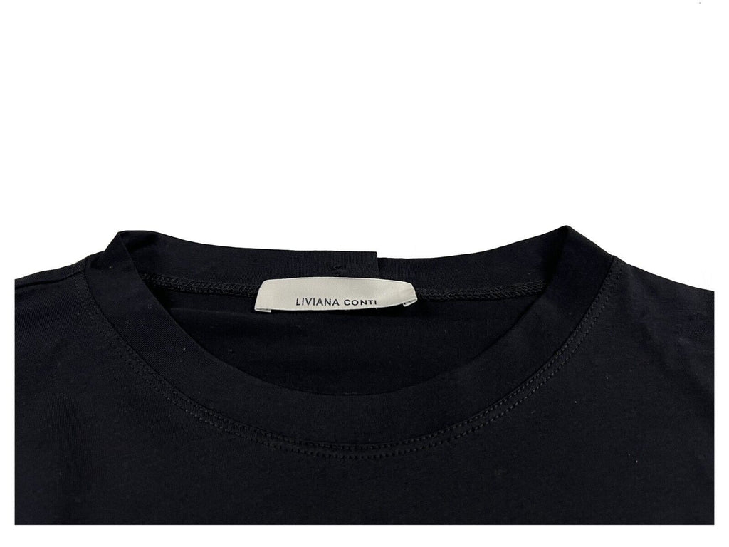 LIVIANA CONTI maxi t-shirt donna nera F1SH05 100% cotone MADE IN ITALY