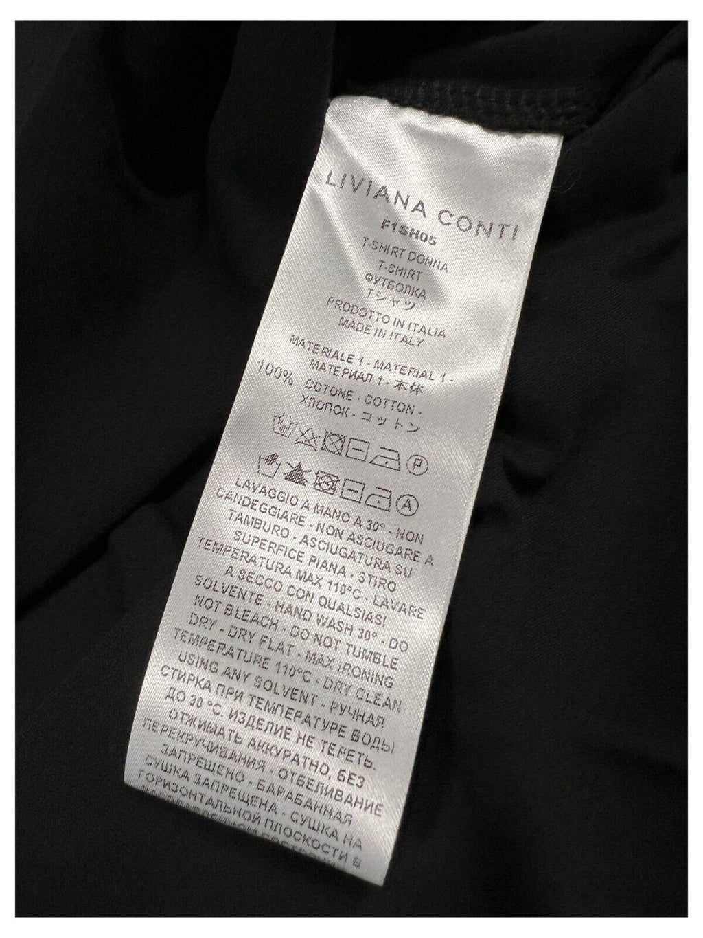 LIVIANA CONTI maxi t-shirt donna nera F1SH05 100% cotone MADE IN ITALY