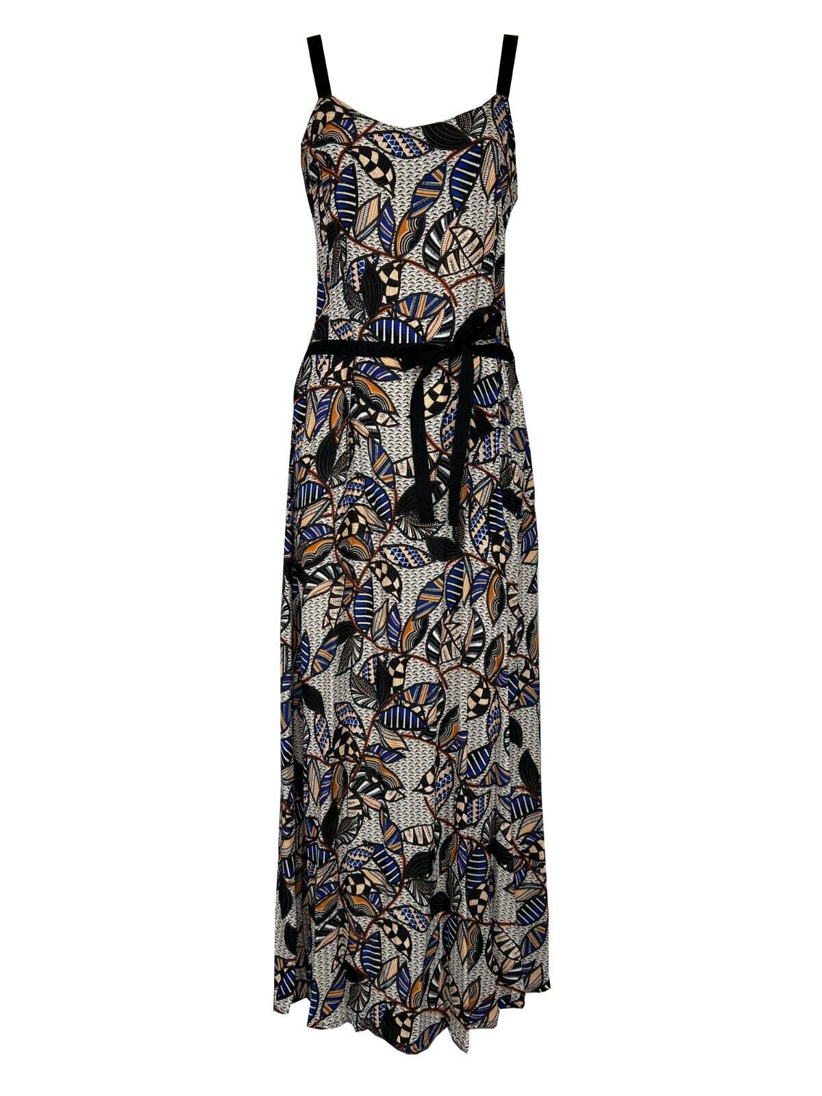 LA FEE MARABOUTEE abito donna lungo fantasia nero/arancio/bluette FF-RO-LIDIJA-F 100% viscosa MADE IN ITALY