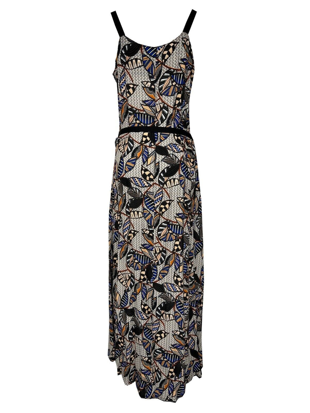 LA FEE MARABOUTEE abito donna lungo fantasia nero/arancio/bluette FF-RO-LIDIJA-F 100% viscosa MADE IN ITALY