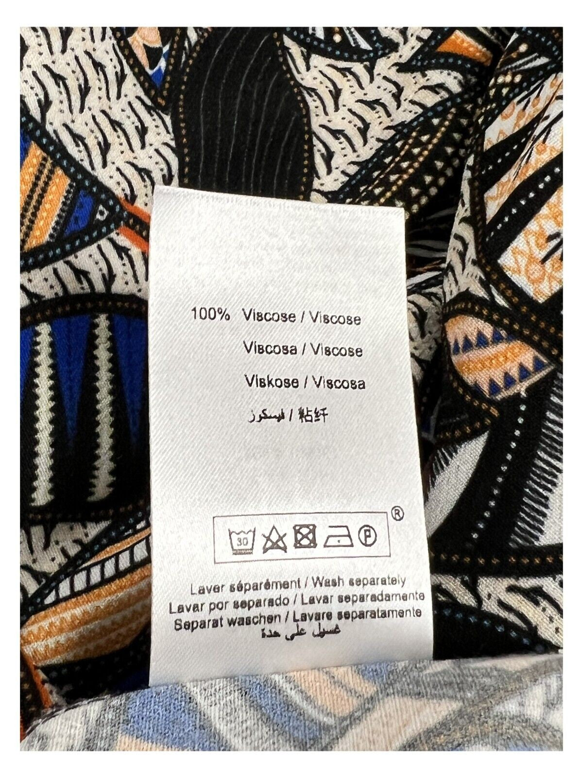 LA FEE MARABOUTEE abito donna lungo fantasia nero/arancio/bluette FF-RO-LIDIJA-F 100% viscosa MADE IN ITALY