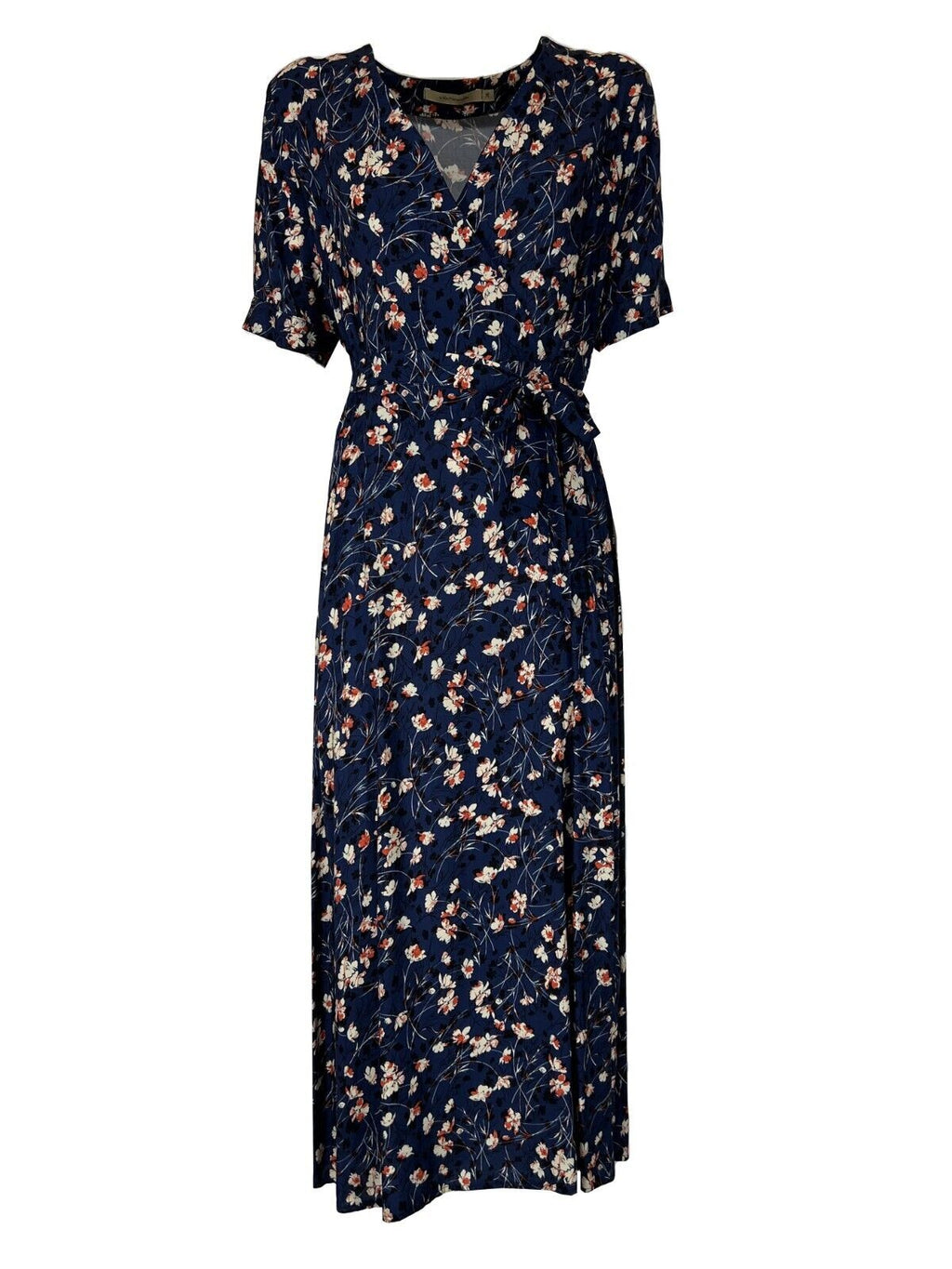 LA FEE MARABOUTEE abito donna lungo fantasia floreale blu/rosso FF-RO-SADIO-F 100% viscosa MADE IN ITALY