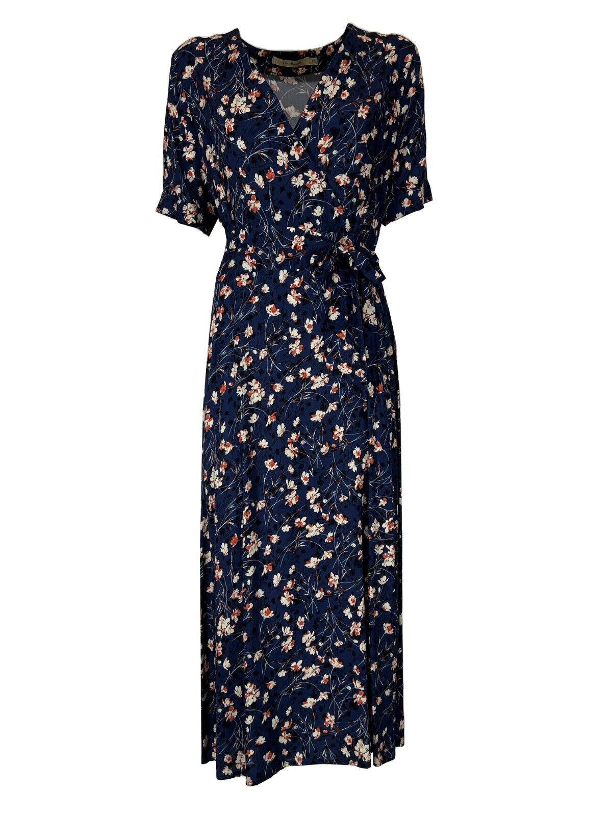 LA FEE MARABOUTEE abito donna lungo fantasia floreale blu/rosso FF-RO-SADIO-F 100% viscosa MADE IN ITALY