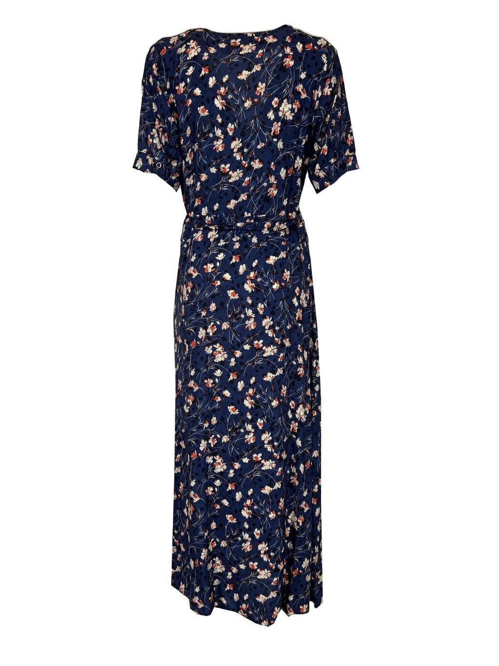 LA FEE MARABOUTEE abito donna lungo fantasia floreale blu/rosso FF-RO-SADIO-F 100% viscosa MADE IN ITALY