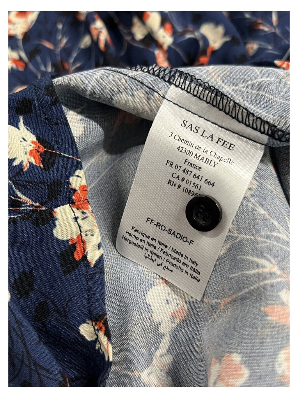 LA FEE MARABOUTEE abito donna lungo fantasia floreale blu/rosso FF-RO-SADIO-F 100% viscosa MADE IN ITALY