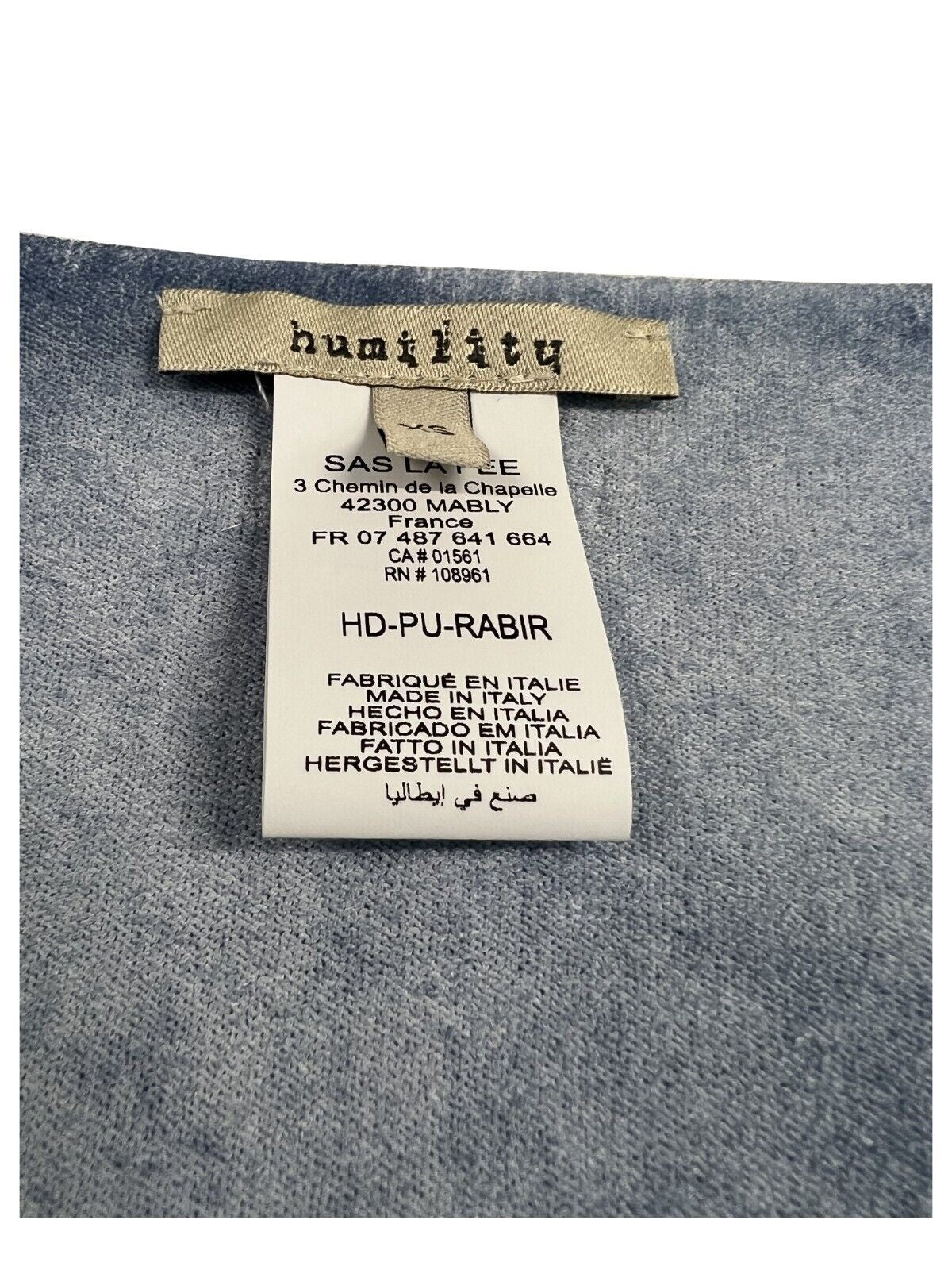 HUMILITY 1949 maglia indaco maltinto a scatola HD-PU-RABIR 90% viscosa 10% poliestere MADE IN ITALY
