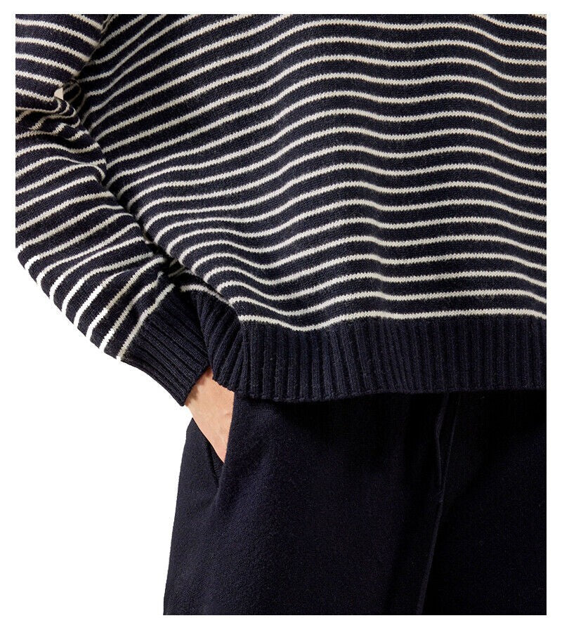 LIVIANA CONTI Maglia a righe in cashmere riciclato Blu/latte F3WC56 MADE IN ITALY