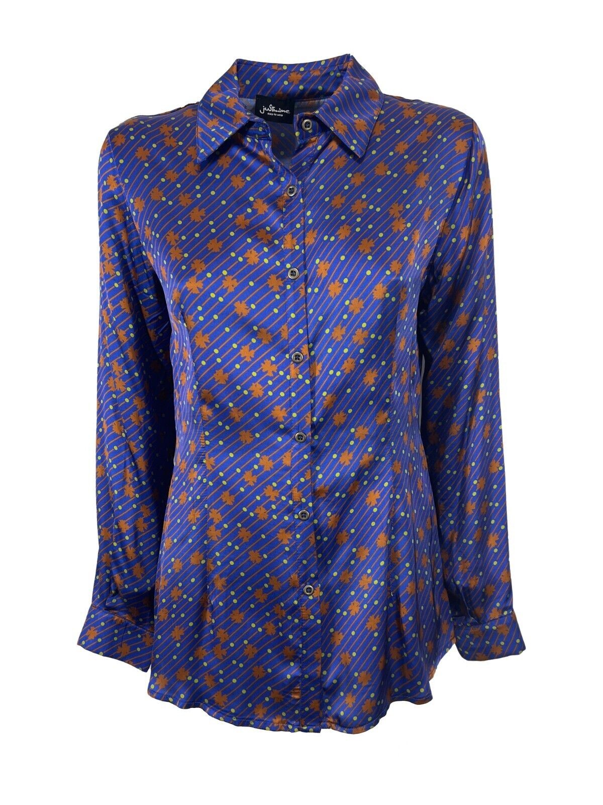 JUSTMINE camicia donna slim bluette/coccio/lime JABCMFW23-F1107 1008 MADE IN ITALY