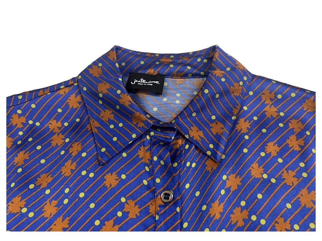 JUSTMINE camicia donna slim bluette/coccio/lime JABCMFW23-F1107 1008 MADE IN ITALY