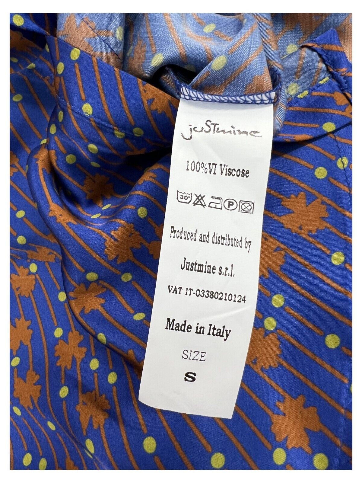 JUSTMINE camicia donna slim bluette/coccio/lime JABCMFW23-F1107 1008 MADE IN ITALY