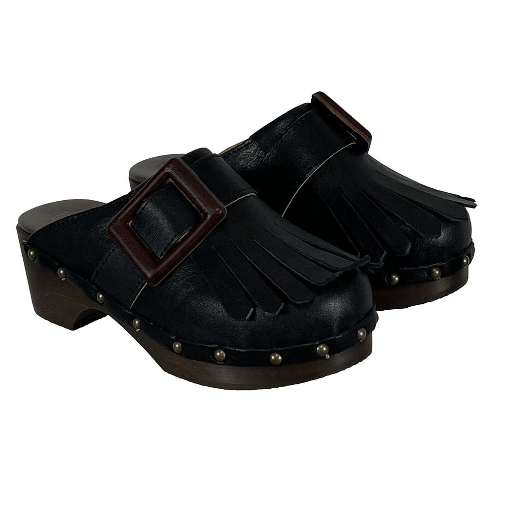 ANTIDOTI zoccolo donna con frange FIBBY VIT 100% pelle MADE IN ITALY