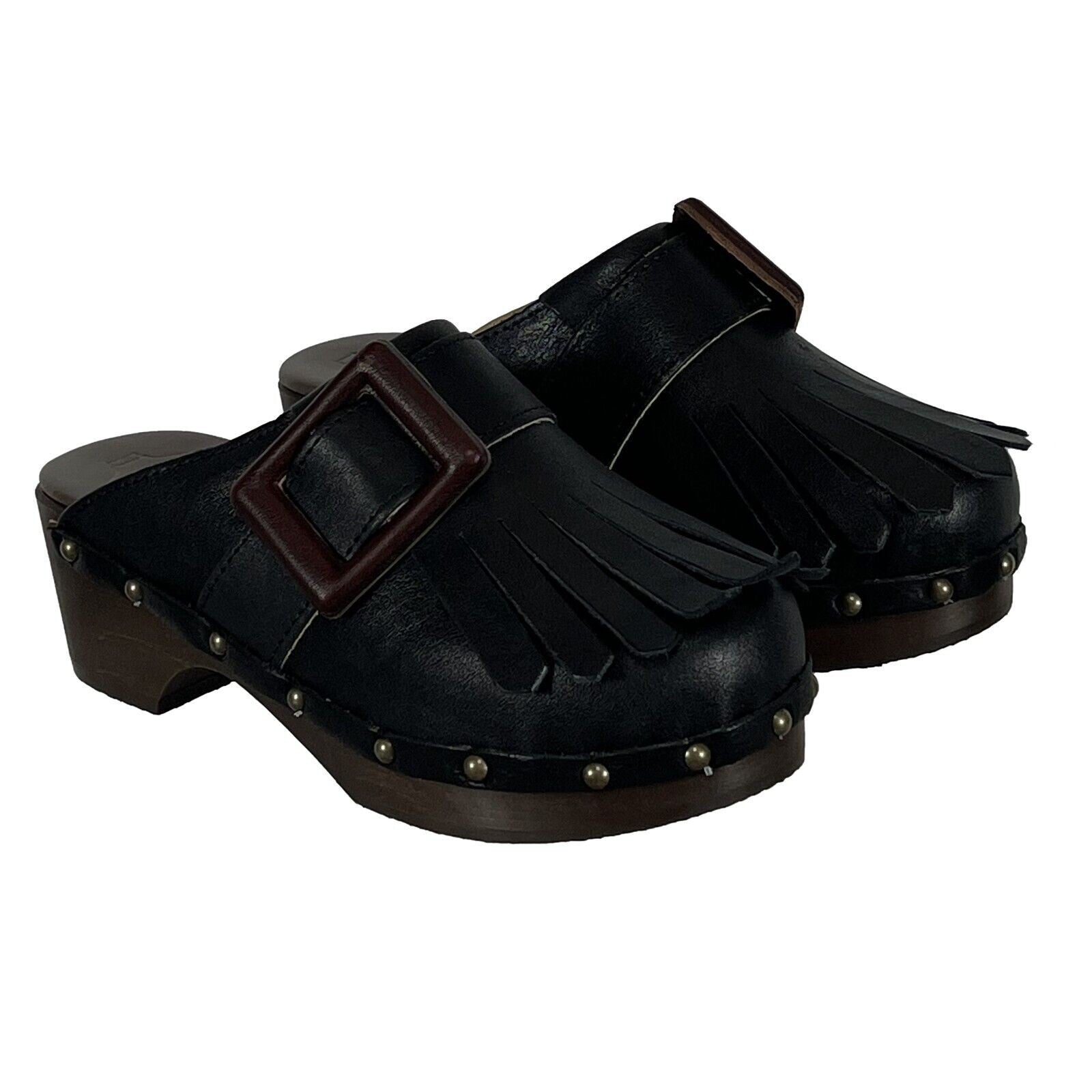 ANTIDOTI zoccolo donna con frange FIBBY VIT 100% pelle MADE IN ITALY