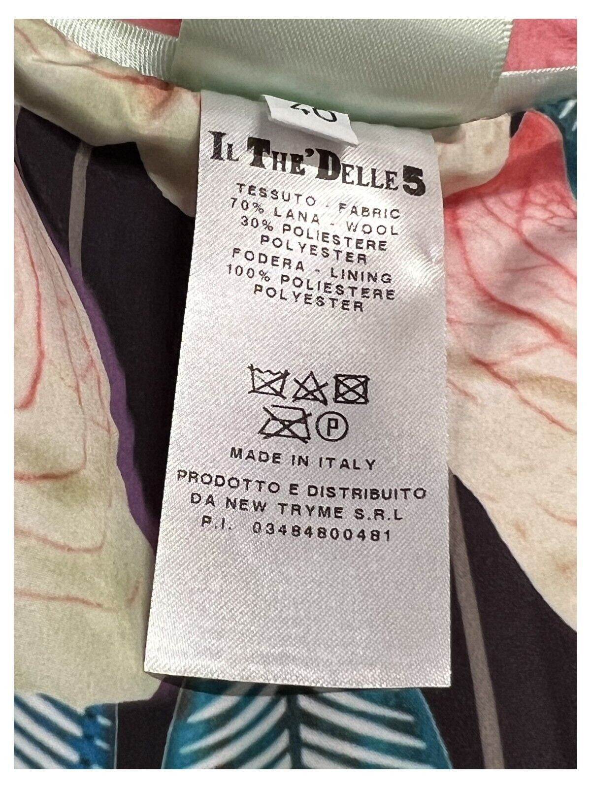 IL THE DELLE 5 pantalone donna fantasia ANTURIUM prugna/multicolor P/DAVE MADE IN ITALY