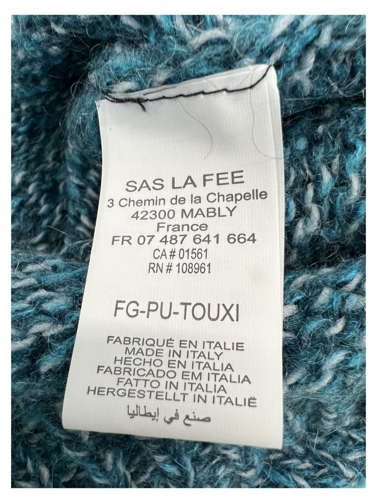 LA FEE MARABOUTEE maglia donna a v  petrolio melange TOUXI MISTO LANA MADE IN ITALY