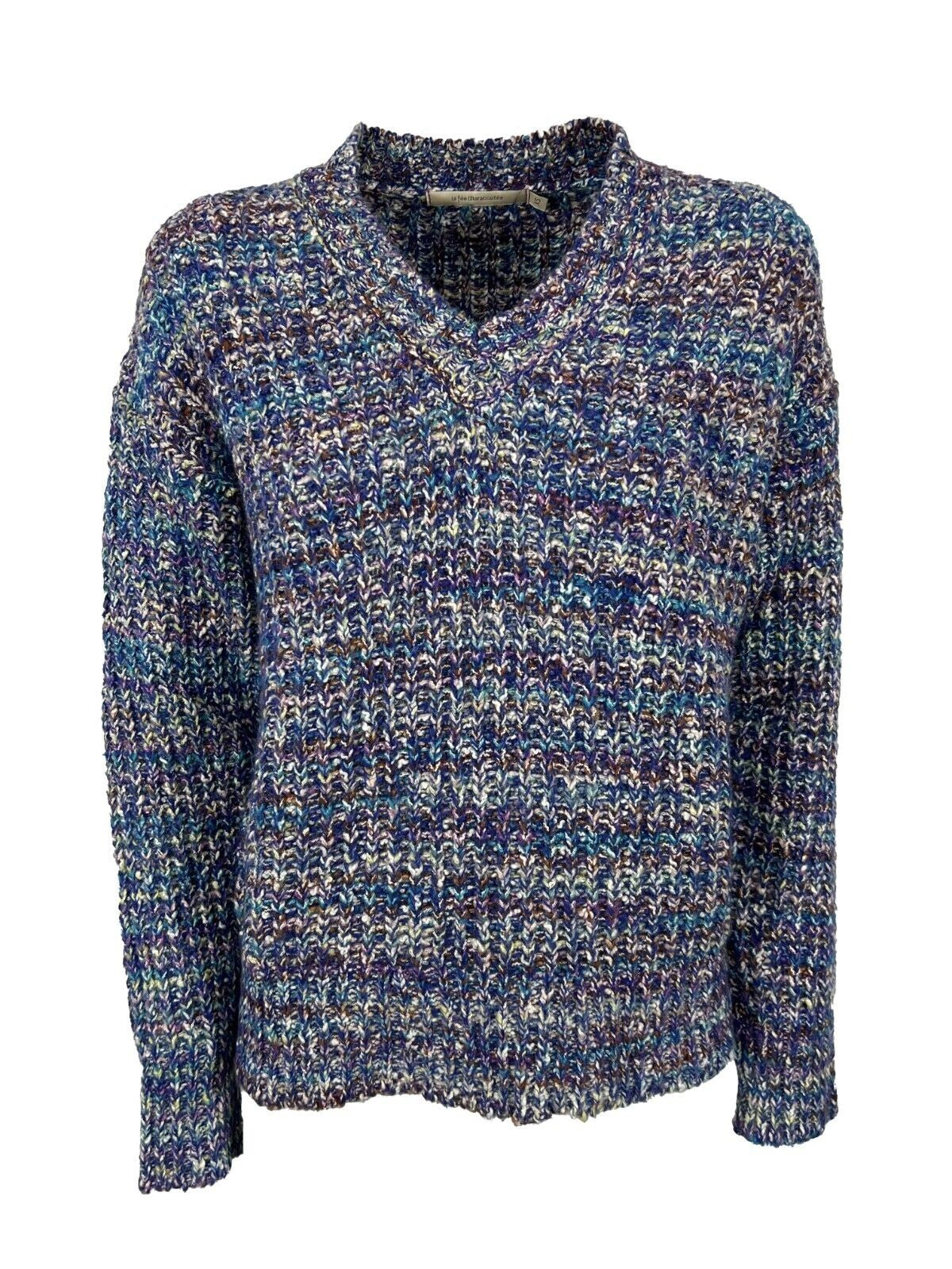 LA FEE MARABOUTEE maglia donna bluette/viola/petrolio TRESOR MADE IN ITALY