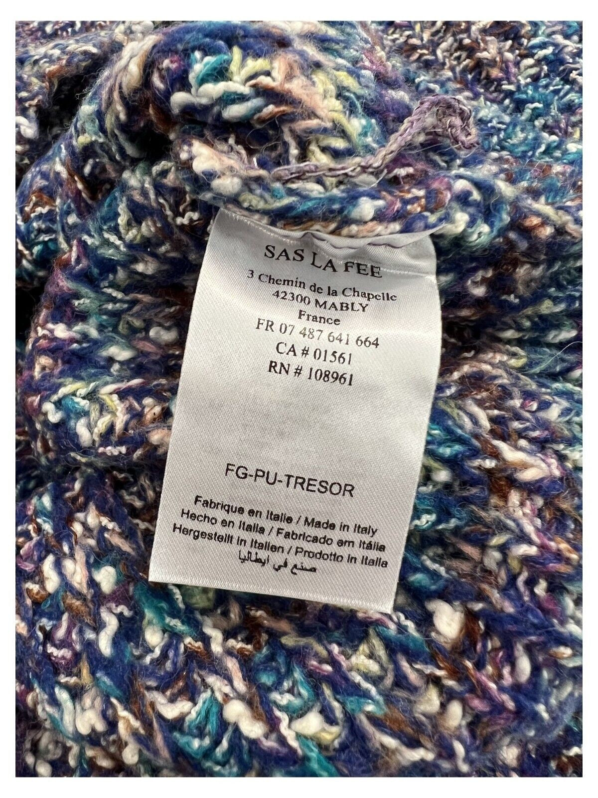 LA FEE MARABOUTEE maglia donna bluette/viola/petrolio TRESOR MADE IN ITALY