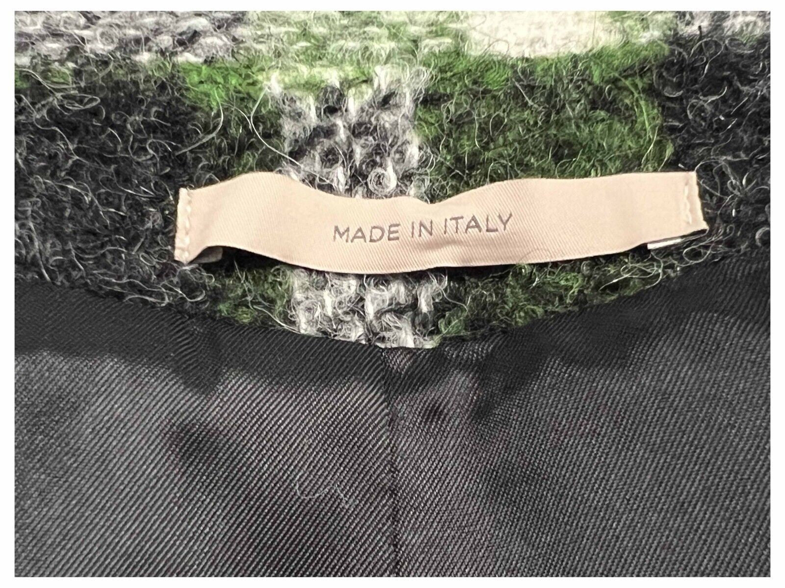 NORMEET cappotto donna quadri verde/grigio 23407 FLAUTO MADE IN ITALY