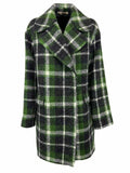 NORMEET cappotto donna quadri verde/grigio 23407 FLAUTO MADE IN ITALY