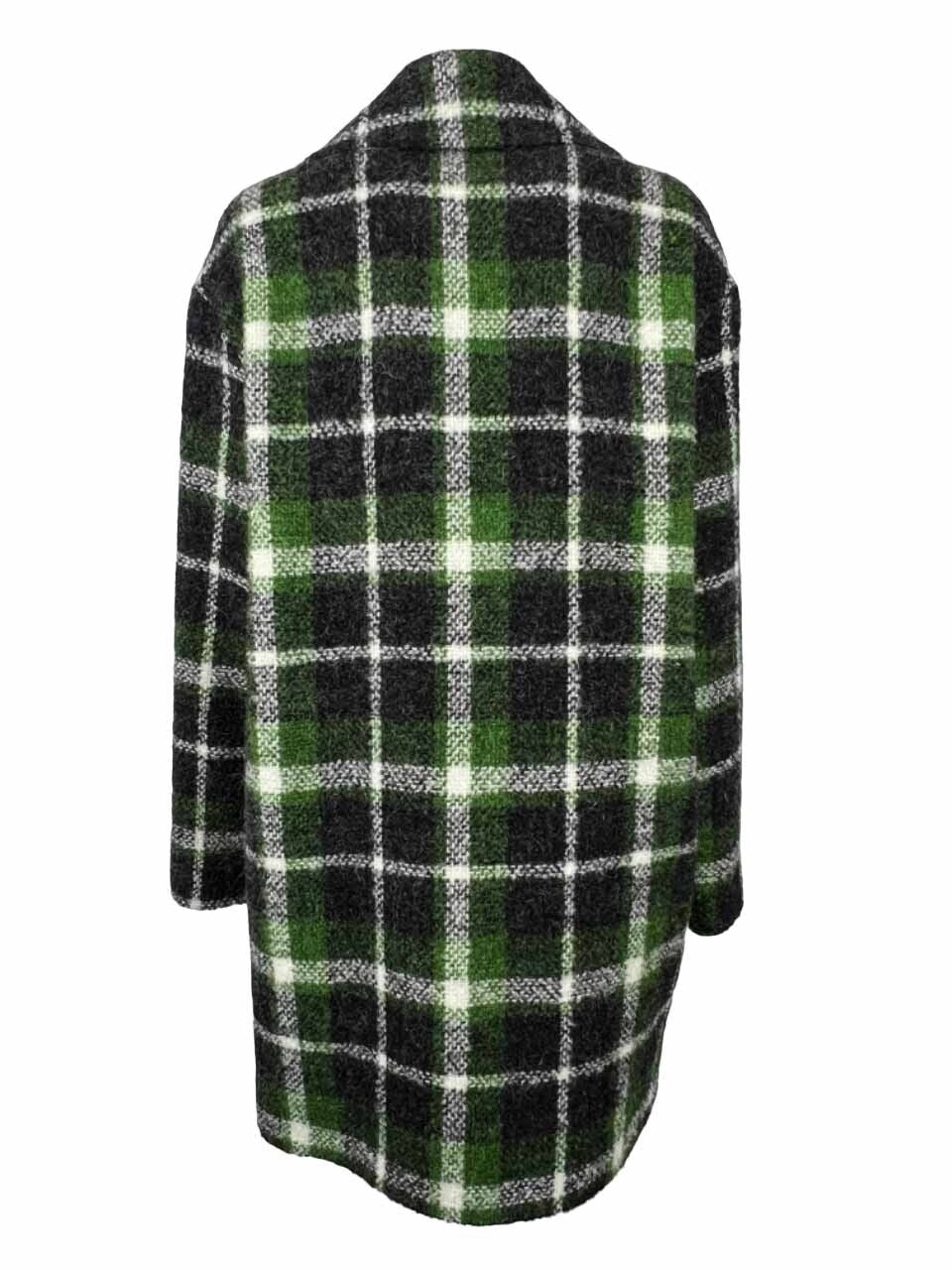 NORMEET cappotto donna quadri verde/grigio 23407 FLAUTO MADE IN ITALY