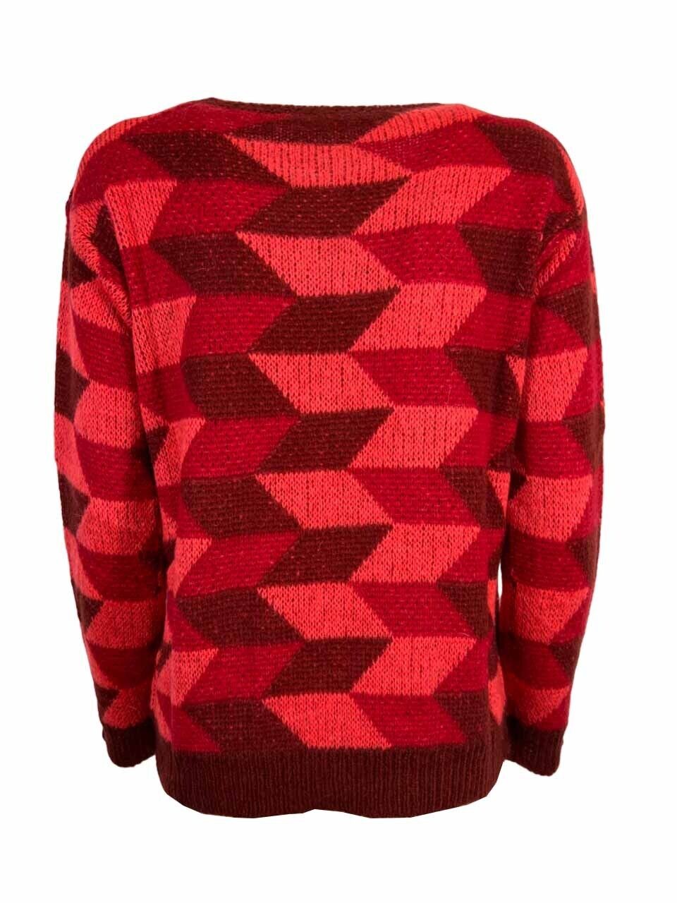 LA FEE MARABOUTEE maglia girocollo rosso/corallo/bordeaux COSINA MADE IN ITALY