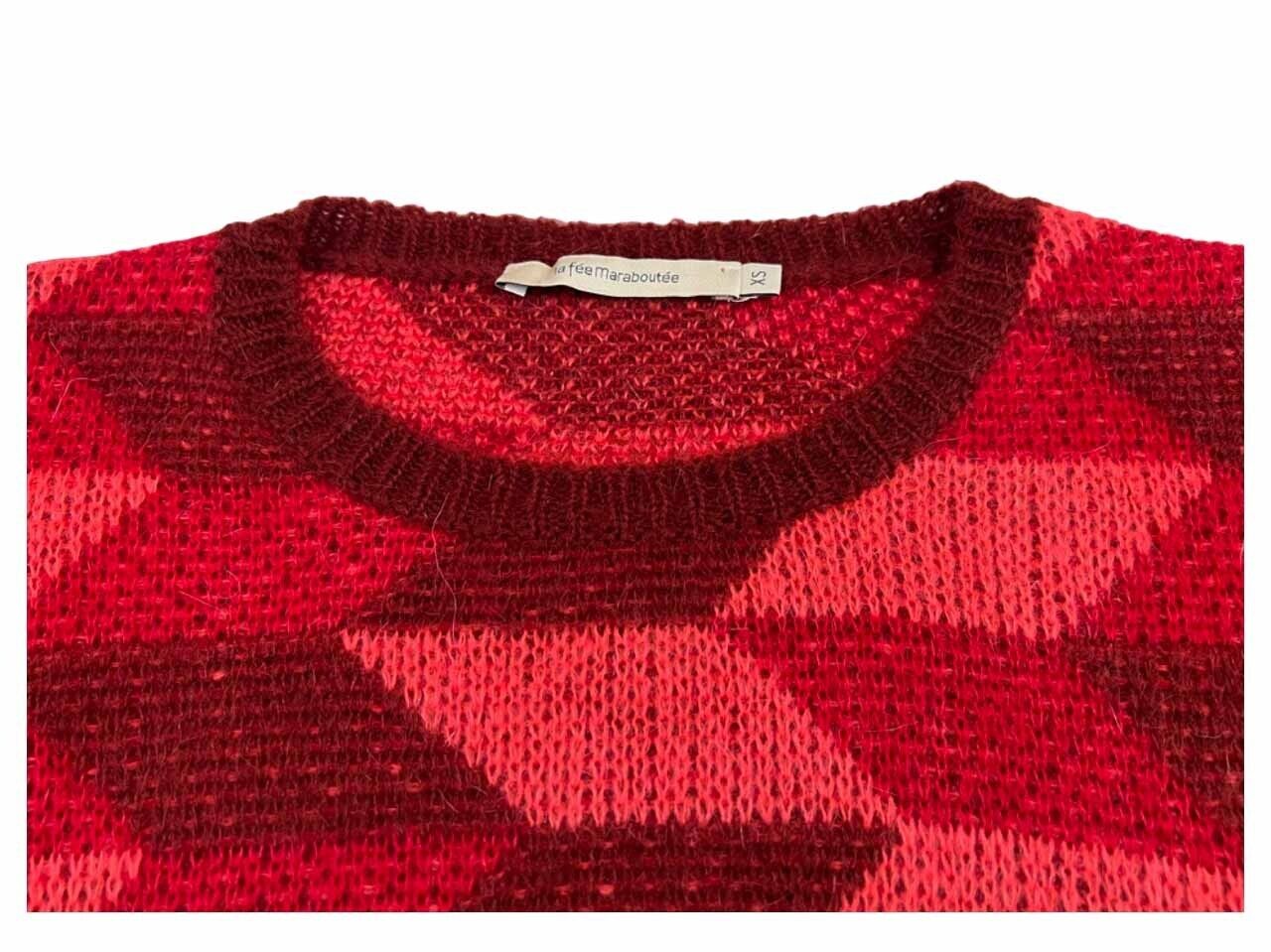LA FEE MARABOUTEE maglia girocollo rosso/corallo/bordeaux COSINA MADE IN ITALY