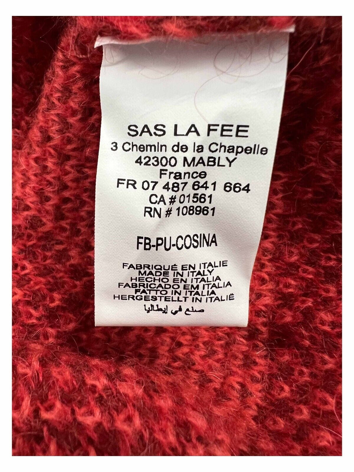 LA FEE MARABOUTEE maglia girocollo rosso/corallo/bordeaux COSINA MADE IN ITALY