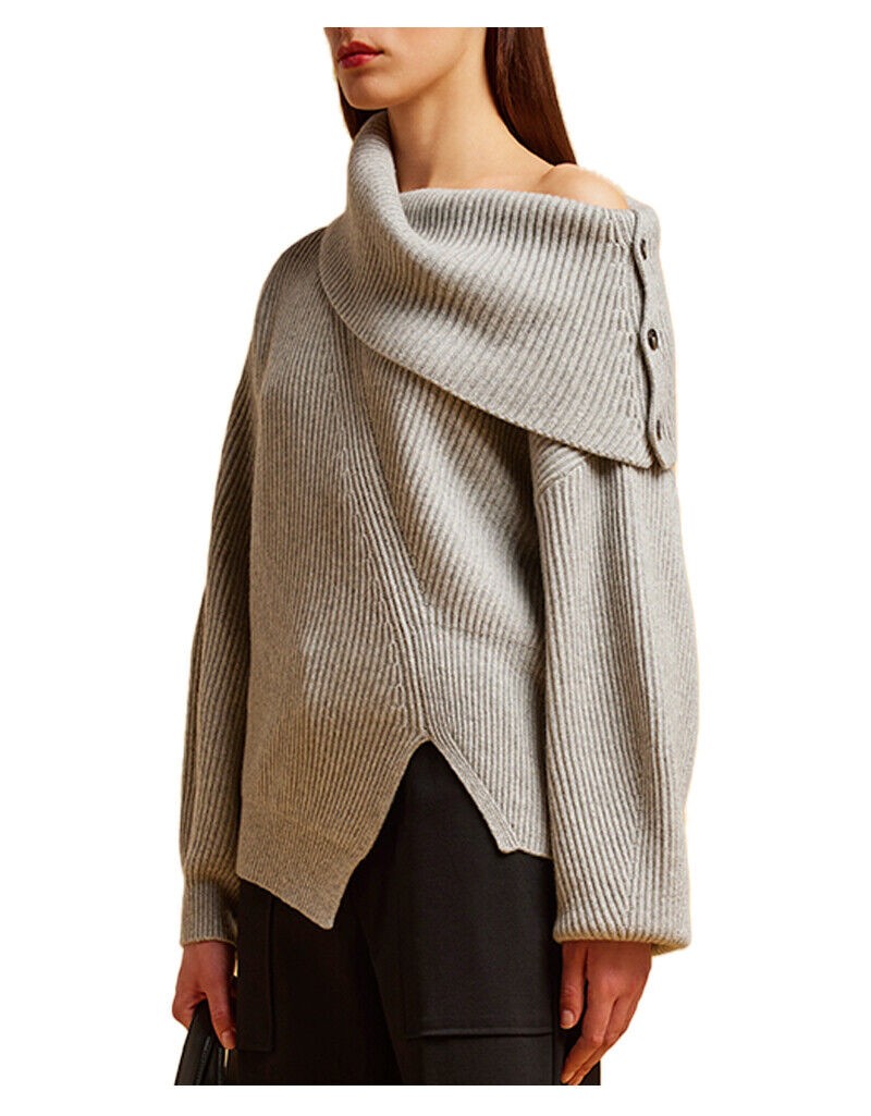 LIVIANA CONTI maglia donna manica lunga coste asimmetrica L2WC17 MADE IN ITALY