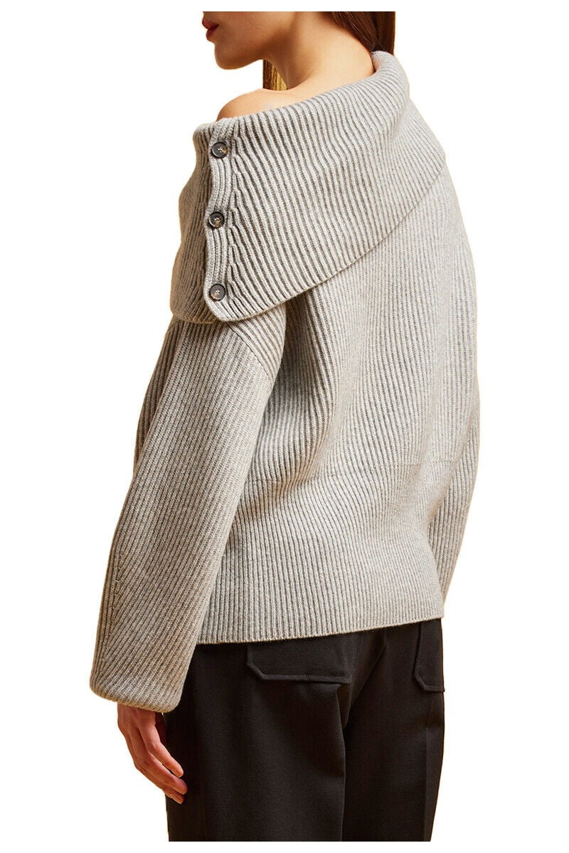 LIVIANA CONTI maglia donna manica lunga coste asimmetrica L2WC17 MADE IN ITALY