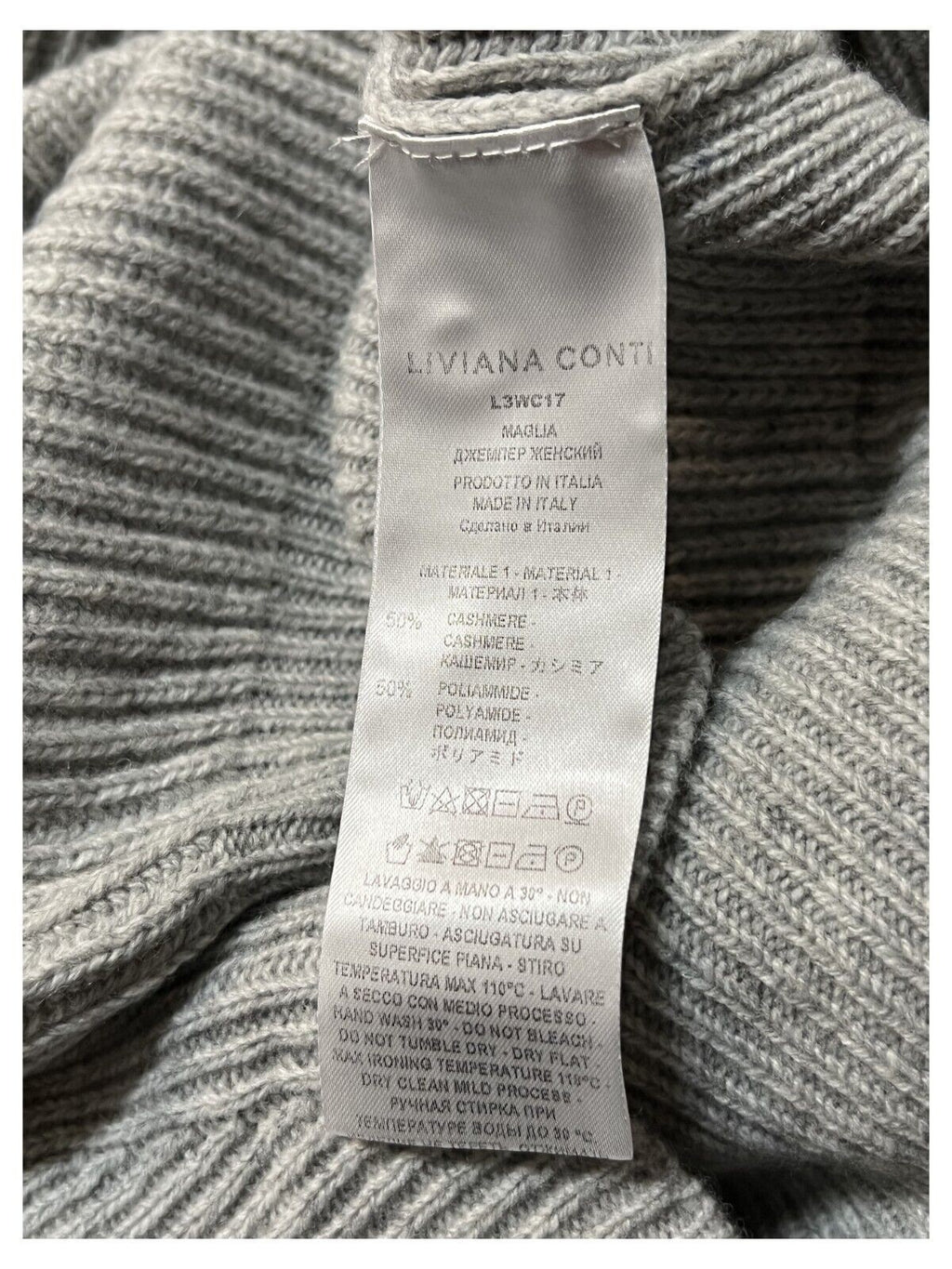 LIVIANA CONTI maglia donna manica lunga coste asimmetrica L2WC17 MADE IN ITALY